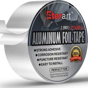 🆕 ETERART Silver Aluminum Foil Duct Tape High Temperature Sealing 2” x 20 Yards